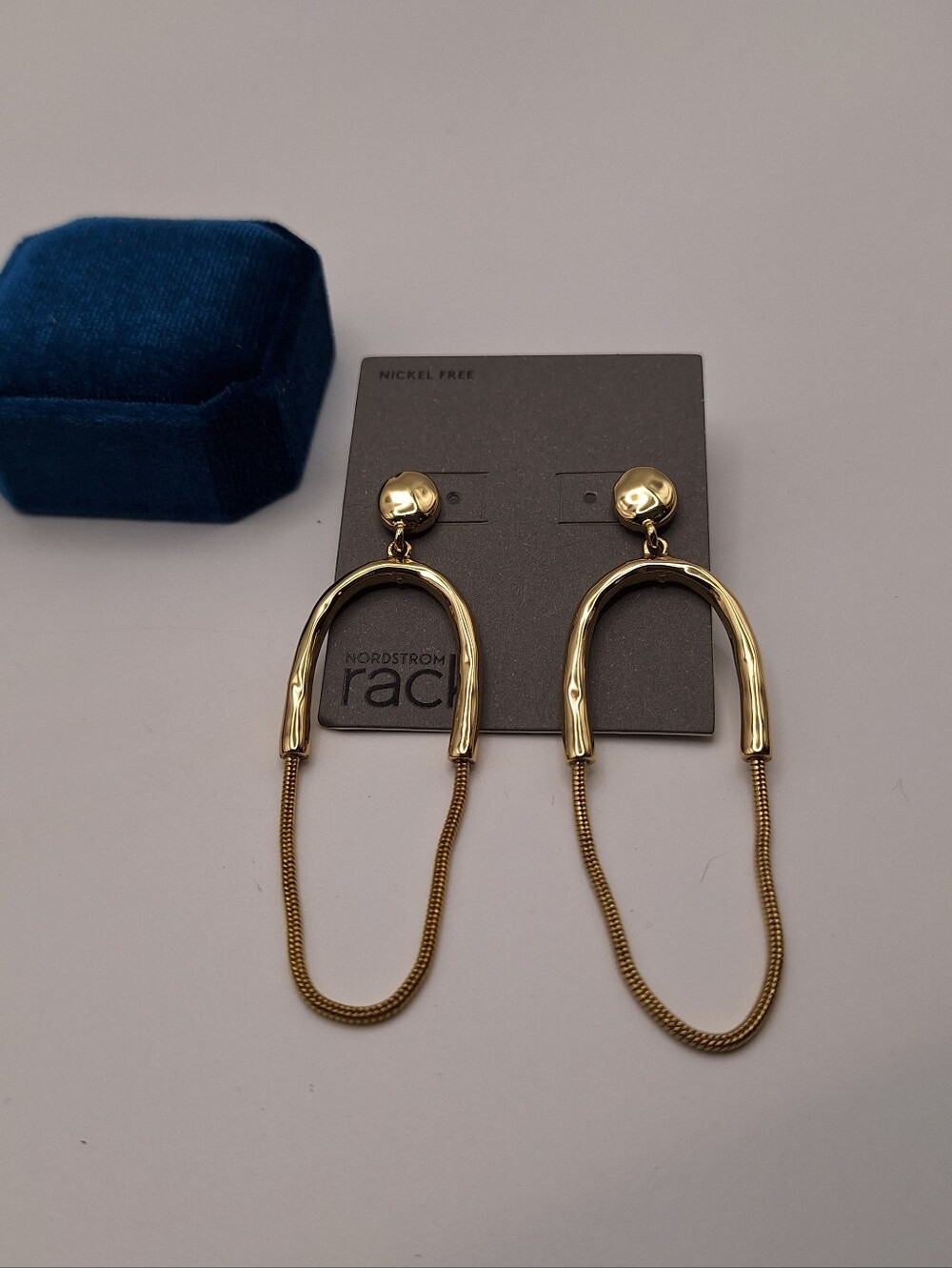 Nordstrom Rack Gold Arch Snake Chain Drop Earrings NWT